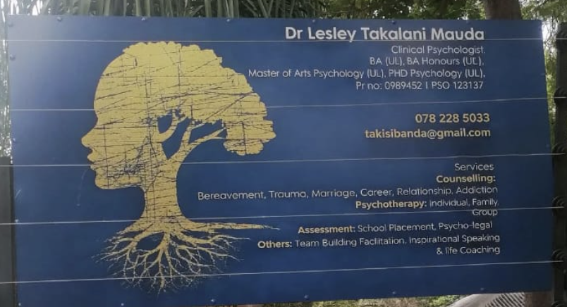 Dr. Lesley Takalani Mauda - Clinical Psychologist practice sign